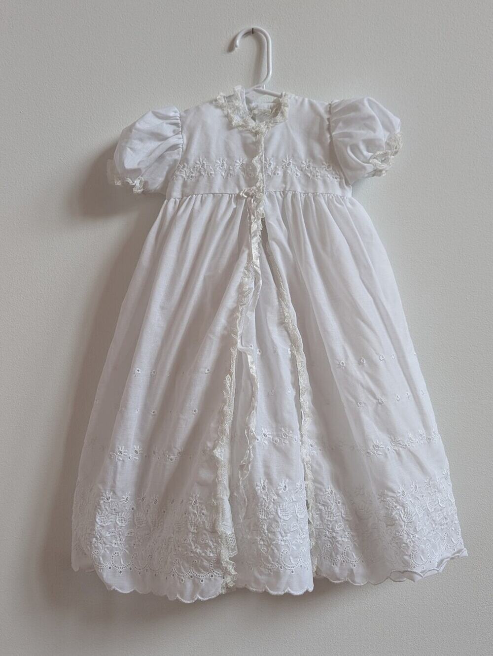 Vtg Baptism Gown Robe 0-6m White Lace Christening Special